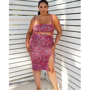 NWT Toluca Swim Solina Midi Side Seam Ruched Skirt